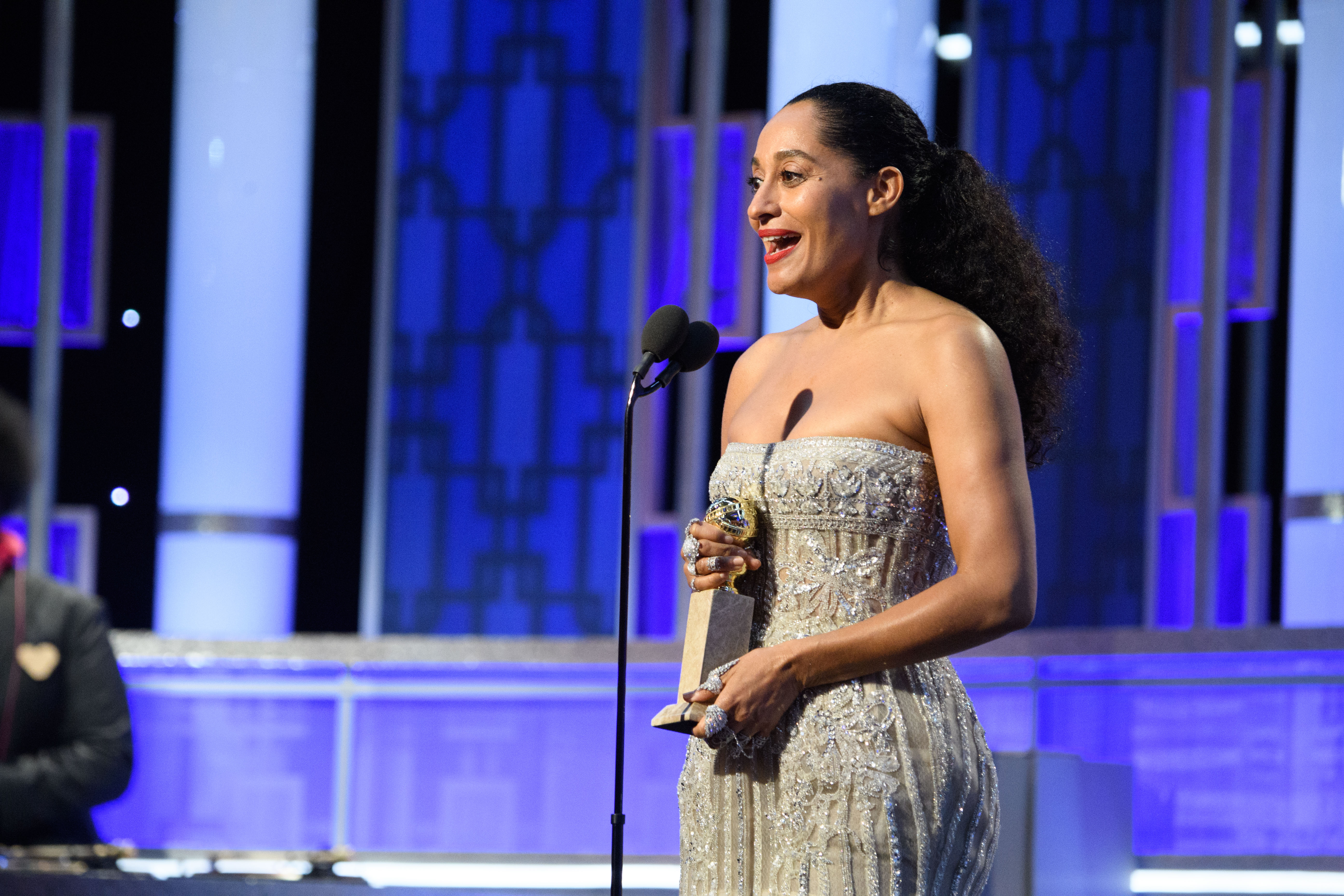 Tracee Ellis Ross accepts the Golden Globe Award for BEST PERFORMANCE BY AN ACTRESS IN A TELEVISION SERIES – COMEDY OR MUSICAL for her role in "Black-ish" at the 74th Annual Golden Globe Awards at the Beverly Hilton in Beverly Hills, CA on Sunday, January 8, 2017.