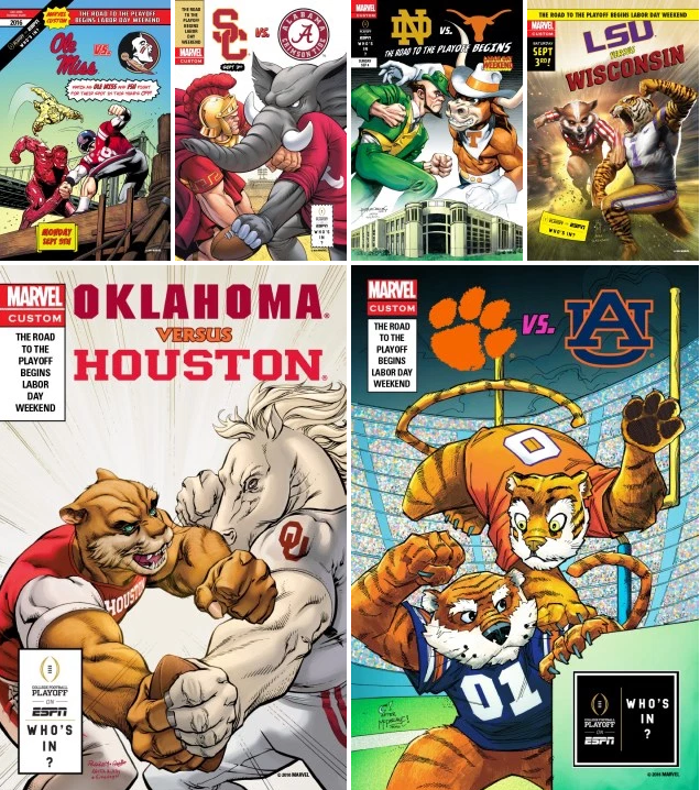 Cartoon College Football Mascots